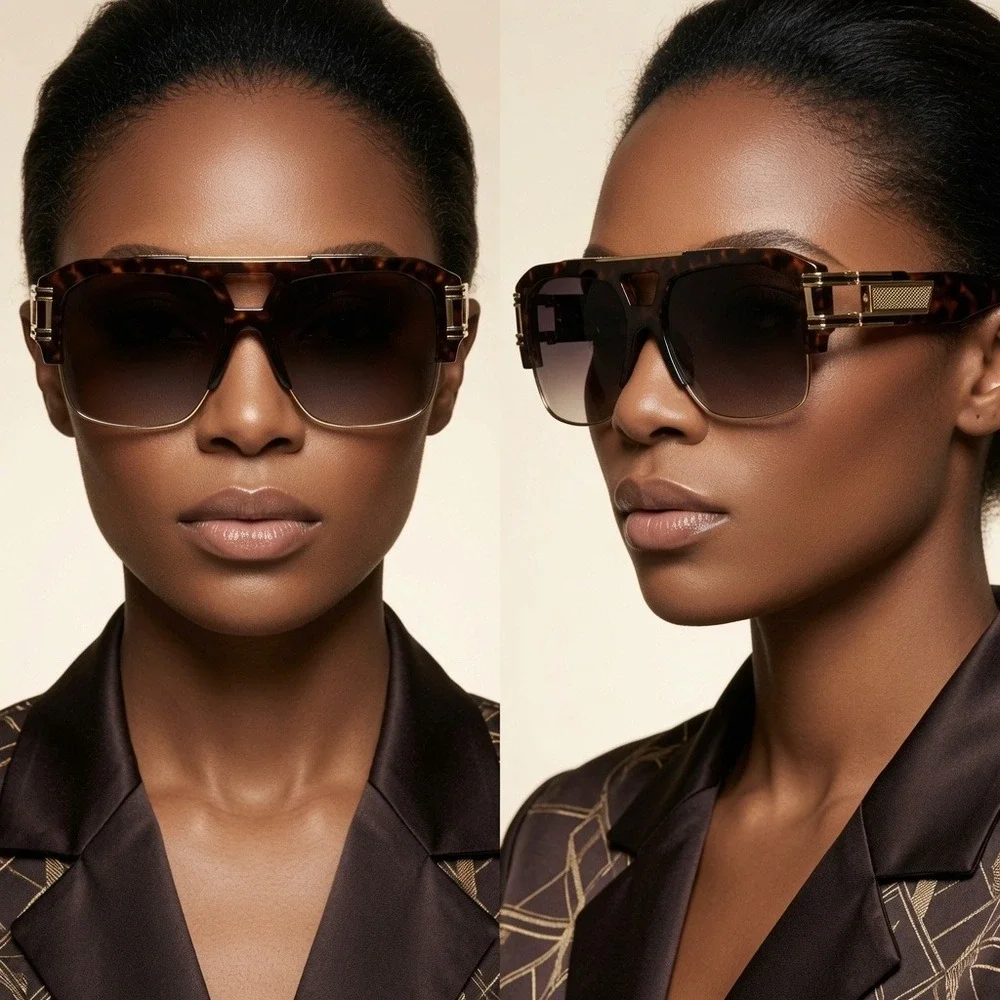 Women Tortoise Flat-Top Sunglasses Bold Streetwear Styling Fashion Trendy Outfit